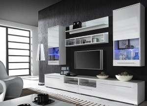 Вітальня LUNA білий-білий глянець WHITE CAMA Польща